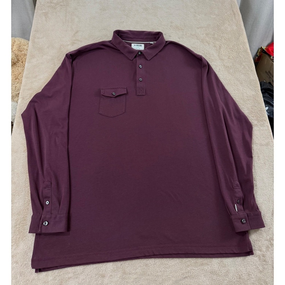 Linksoul brand Men's Size 2XL purple long-sleeve polo shirt EUC